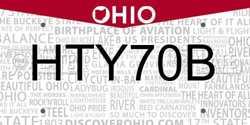 HTY70B Ohio License Plate