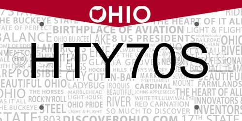 HTY70S Ohio License Plate