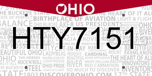 HTY7151 Ohio License Plate