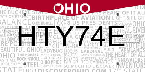 HTY74E Ohio License Plate