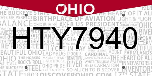 HTY7940 Ohio License Plate