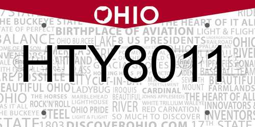 HTY8011 Ohio License Plate
