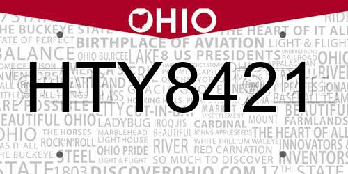 HTY8421 Ohio License Plate