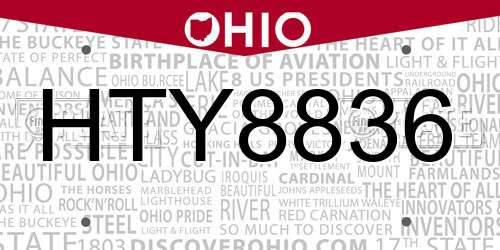HTY8836 Ohio License Plate