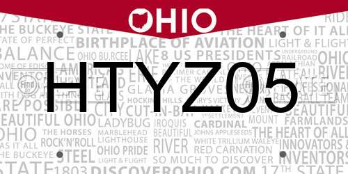 HTYZ05 Ohio License Plate