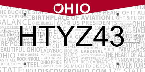 HTYZ43 Ohio License Plate