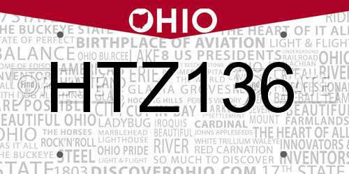 HTZ136 Ohio License Plate