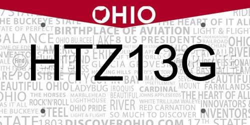 HTZ13G Ohio License Plate