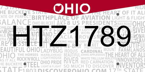 HTZ1789 Ohio License Plate