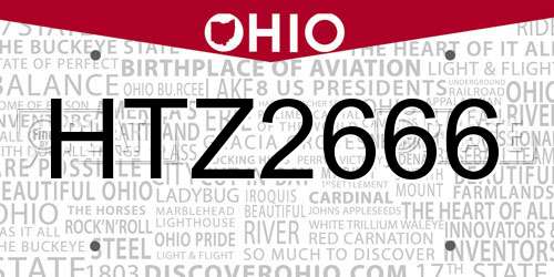 HTZ2666 Ohio License Plate