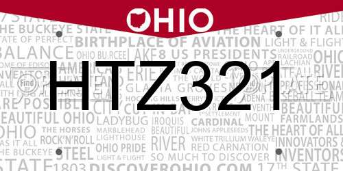 HTZ321 Ohio License Plate