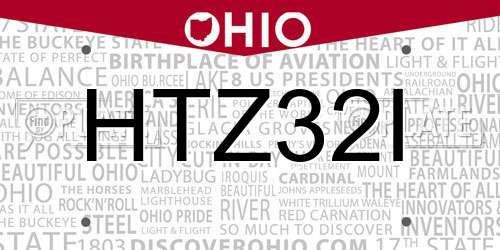 HTZ32I Ohio License Plate