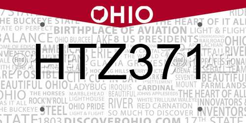 HTZ371 Ohio License Plate