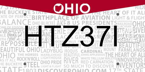 HTZ37I Ohio License Plate