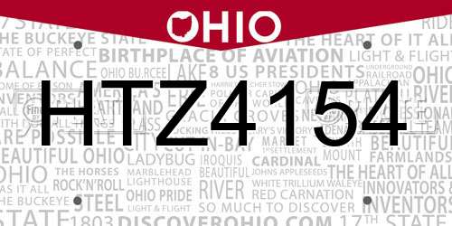 HTZ4154 Ohio License Plate