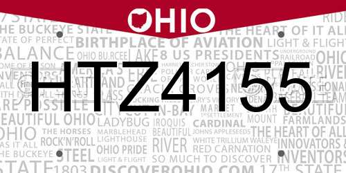 HTZ4155 Ohio License Plate