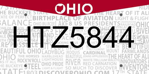 HTZ5844 Ohio License Plate