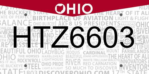 HTZ6603 Ohio License Plate