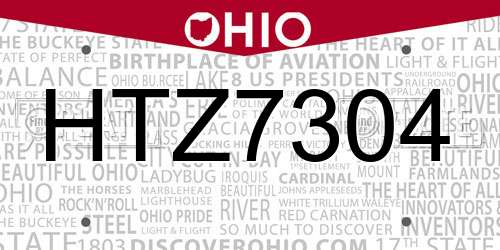 HTZ7304 Ohio License Plate