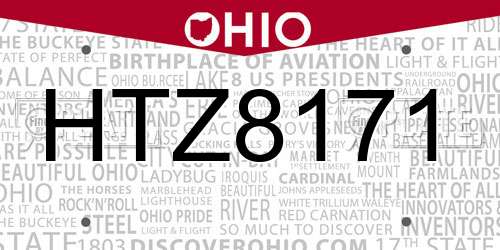 HTZ8171 Ohio License Plate