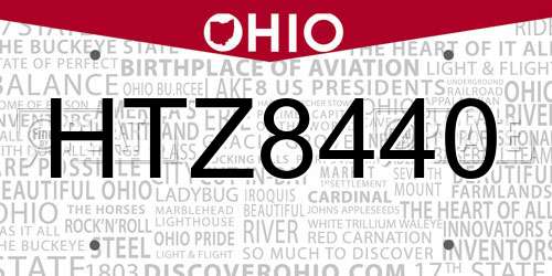 HTZ8440 Ohio License Plate