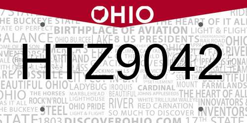 HTZ9042 Ohio License Plate