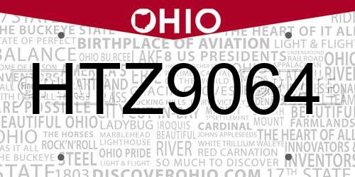 HTZ9064 Ohio License Plate
