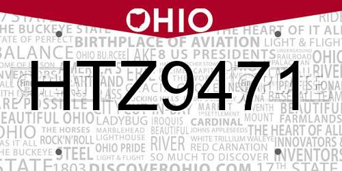 HTZ9471 Ohio License Plate
