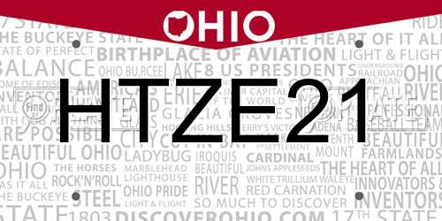 HTZE21 Ohio License Plate