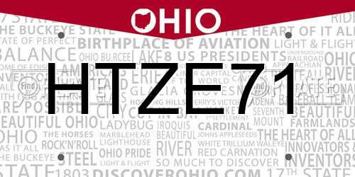 HTZE71 Ohio License Plate