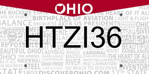 HTZI36 Ohio License Plate