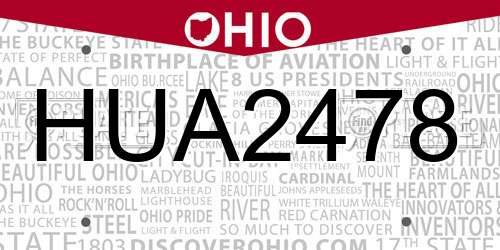 HUA2478 Ohio License Plate
