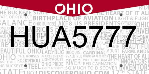 HUA5777 Ohio License Plate