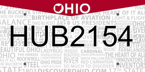 HUB2154 Ohio License Plate