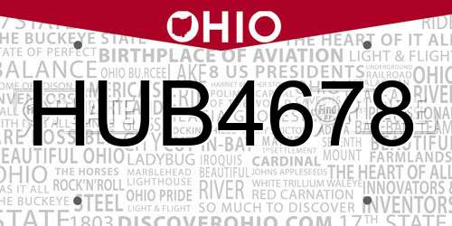 HUB4678 Ohio License Plate