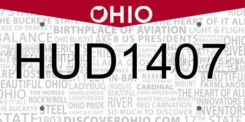 HUD1407 Ohio License Plate