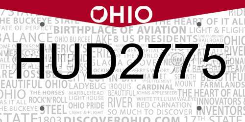 HUD2775 Ohio License Plate