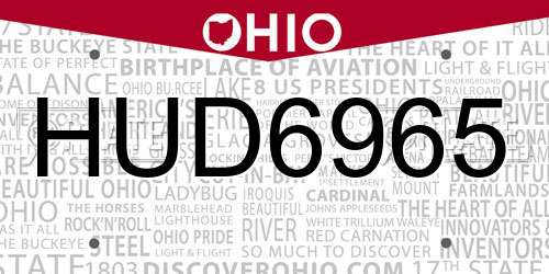 HUD6965 Ohio License Plate