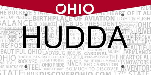 HUDDA Ohio License Plate