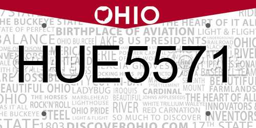 HUE5571 Ohio License Plate
