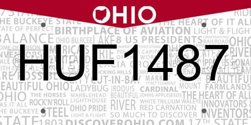 HUF1487 Ohio License Plate