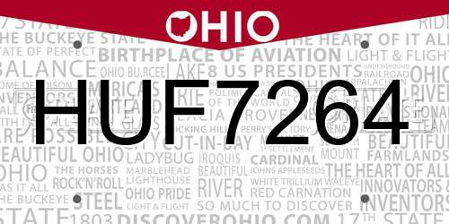 HUF7264 Ohio License Plate