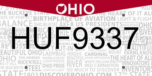 HUF9337 Ohio License Plate