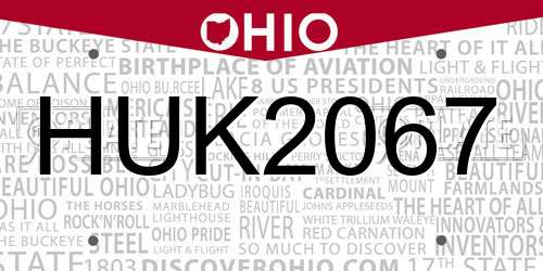 HUK2067 Ohio License Plate