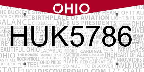 HUK5786 Ohio License Plate