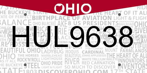HUL9638 Ohio License Plate