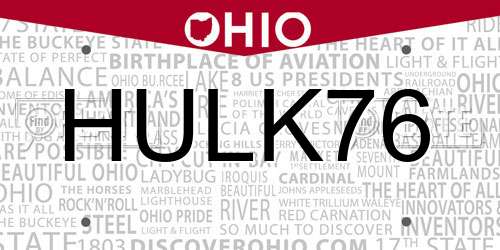 HULK76 Ohio License Plate