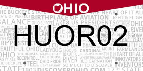 HUOR02 Ohio License Plate