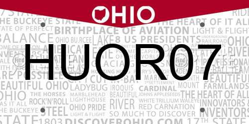 HUOR07 Ohio License Plate