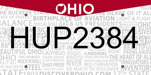 HUP2384 Ohio License Plate